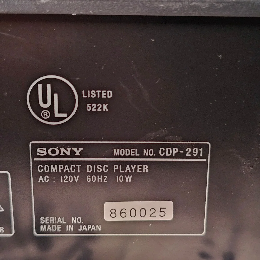 Sony CDP-291 Compact Disc Player Vintage 1990 Hi-Fi Audio Japan No Remote Works